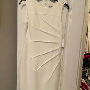 Calvin Klein white sheath dress with detail on side. Size 4. NWT.